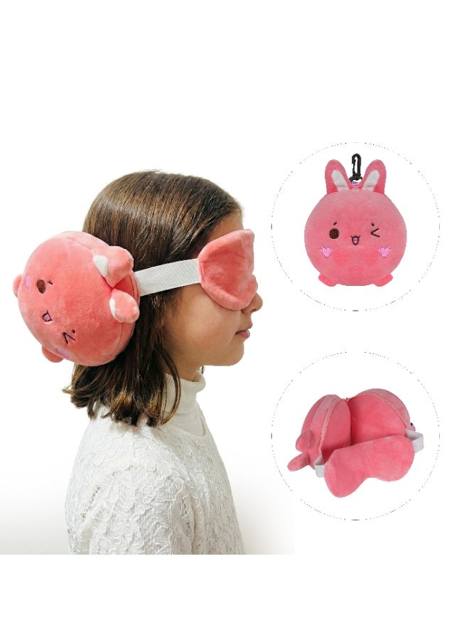 VEA Kids Pillow with Eye Mask – Bunny Rabbit Design, Travel Pillow for Kids, Portable Sleeping Pillow for Car, Flight & Nap Time - Image 1